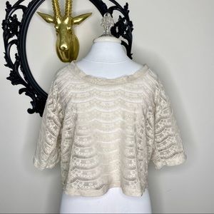Atmosphere Cream Colored Lace Short Sleeve Top